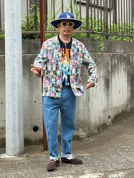 「NEW ERA（ニューエラ）のアイテム（ハット、ブルー系）」を使った、susumubb1さん（メンズ・172cm）の夏コーディネート