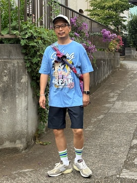 「古着のアイテム（キャップ）」を使った、susumubb1さん（メンズ・172cm・40代）の夏コーディネート
