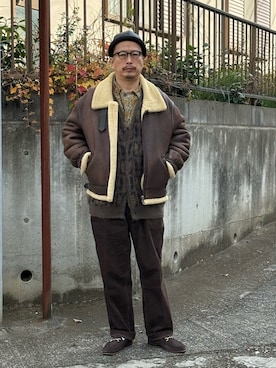 「アイテム（ムートンコート）」を使った、susumubb1さん（メンズ・172cm）の冬コーディネート