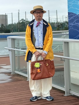 「アイテム（帽子）」を使った、susumubb1さん（メンズ・172cm）の春コーディネート