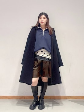 「アイテム（ステンカラーコート）」を使った、mayukaさん（レディース・162cm・20代）の冬コーディネート