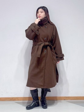 「アイテム（ステンカラーコート）」を使った、mayukaさん（レディース・162cm）の冬コーディネート