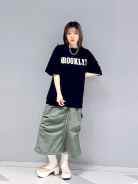 「RAGEBLUE（レイジブルー）のアイテム（ジャンパースカート）」を使った、mayukaさん（レディース・162cm）の夏コーディネート