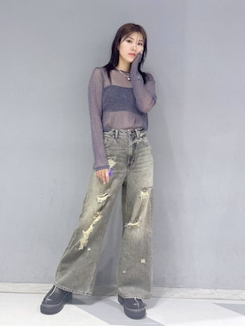 「RAGEBLUE（レイジブルー）のアイテム（Tシャツ/カットソー）」を使った、mayukaさん（レディース・162cm）の秋コーディネート