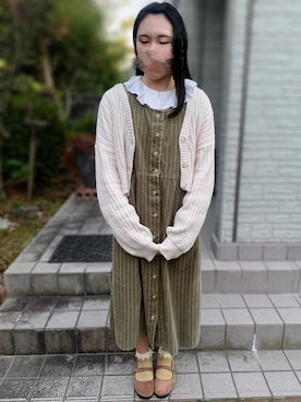 「ehka sopo（エヘカソポ）のアイテム（ジャンパースカート）」を使った、もなさん（レディース・153cm）の冬コーディネート
