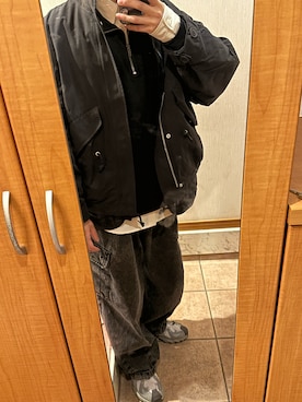 「WYM LIDNM（ウィム バイ リドム）のアイテム（モッズコート）」を使った、Eneさん（メンズ・163cm）の冬コーディネート