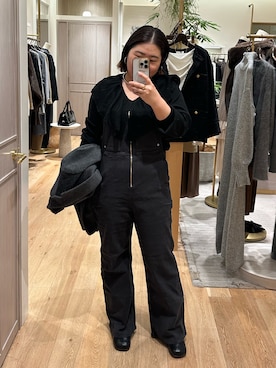 「アイテム（オールインワン・サロペット）」を使った、Shirabeさん（レディース・155cm）の冬コーディネート