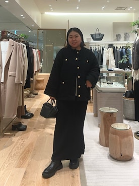 「アイテム（ノーカラージャケット）」を使った、Loungedress_Shirabeさん（レディース・155cm）の冬コーディネート