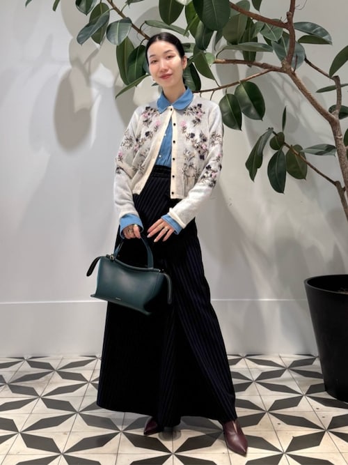 ストライプギャバ ラップロングスカート（スカート）｜BACCA（バッカ