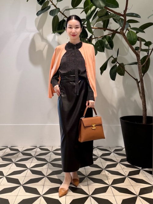 ミニドットプリント スリムボウタイブラウス（シャツ/ブラウス