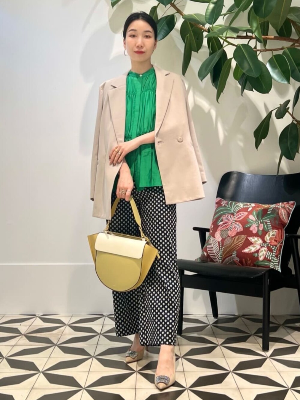 TOMORROWLAND コットンシルク シャーリングペプラムブラウス現行品新品