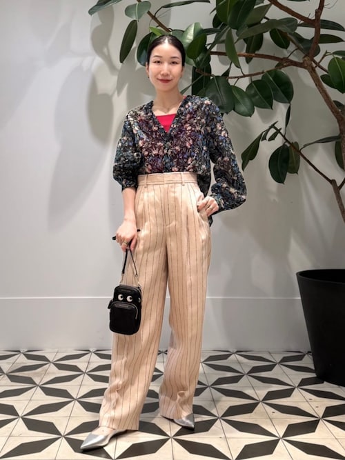 MACPHEE TOMORROW LAND ワイドパンツ ウールナチュラルストレッチ タックワイドパンツ（その他パンツ