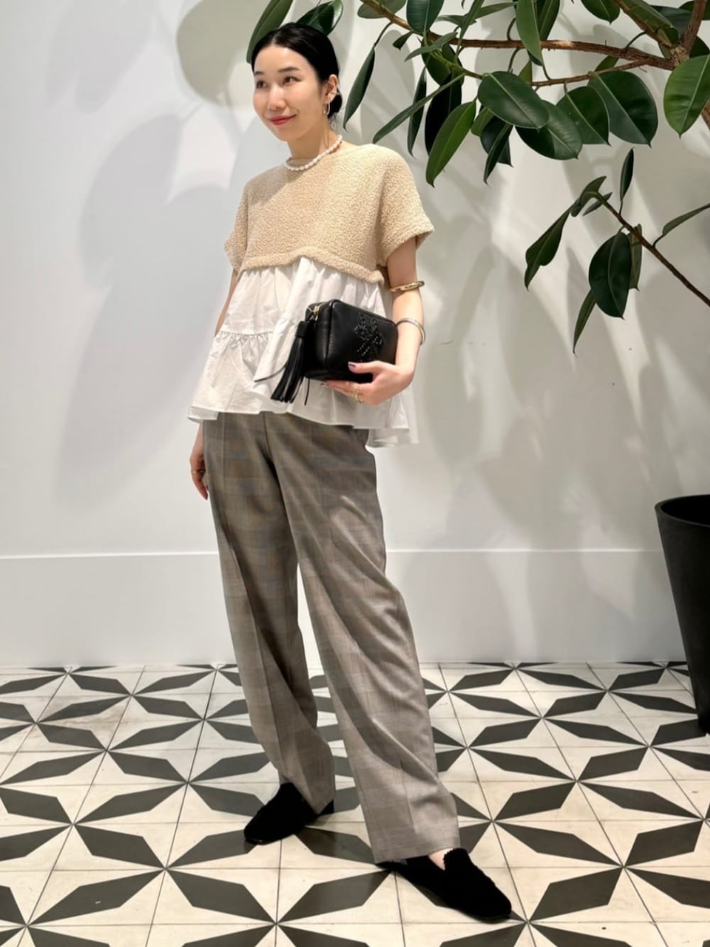 ✨️美品✨ ボールジィ Ballsey 半袖 ティアードプルオーバー【S】ベージュ セール】ジャージーコンビ ティアードプルオーバー（Tシャツ