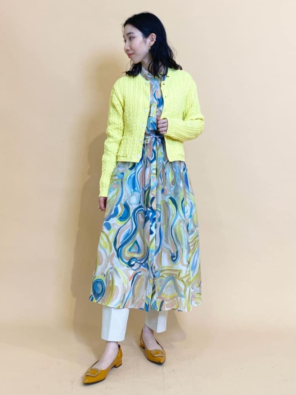 【タグ付き】Ballsey　ブラッシュプリント バンドカラーシャツワンピース BALLSEY（ボールジィ）の「ブラッシュプリント バンドカラー