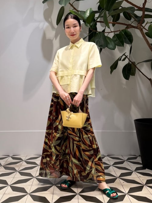 キャバン CABaN 24SS タイプライターダブルクロス アシンメトリックフリルシャツ 半袖 F ホワイト /DF ■OS レディース タイプライターダブルクロス アシンメトリックフリルシャツ