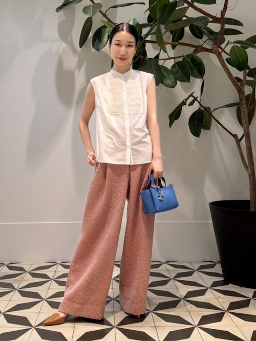 ネップツイード 1タックワイドパンツ（その他パンツ）｜TOMORROWLAND