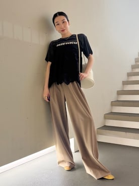 「ぺプラムトップス」｜「アイテム（その他シューズ）」を使った、Nito_TOMORROWLANDさん（レディース・158cm）の夏コーディネート