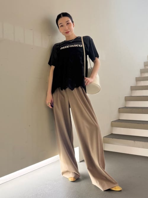 トゥモローランド ビー TOMORROWLAND .B パンツ ベージュ 34 TOMORROWLAND .B ウォッシャブルウール 3タックワイドパンツ