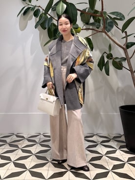 「アイテム（バンダナ/スカーフ）」を使った、Nito_TOMORROWLANDさん（レディース・158cm）の秋コーディネート