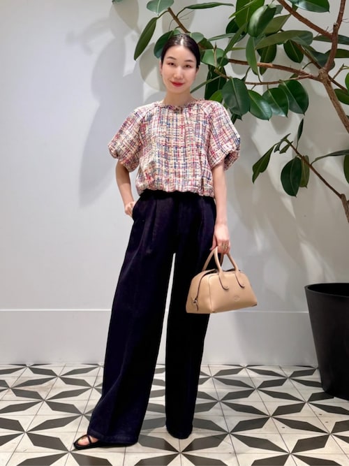 Ballsey ブラウス シャツ モザイクツイード パフブラウス