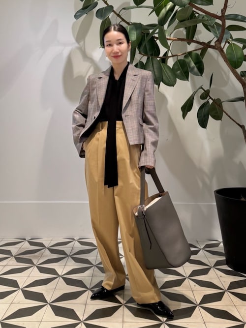 【未使用タグ付き】MACPHEE 23年 コットンチノ タックワイドパンツ XS 未使用タグ付き】MACPHEE 23年 コットンチノ タックワイドパンツ XS