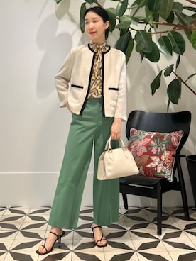 「BALLSEY（ボールジィ）のアイテム（ノーカラージャケット）」を使った、Nito_TOMORROWLANDさん（レディース・158cm）の夏コーディネート