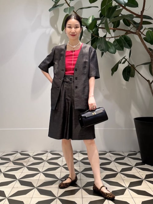 グロッシースラブ ハーフスリーブジャケット（ノーカラージャケット