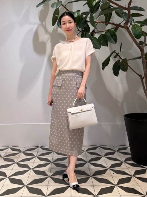 Ballsey ポリエステルレーヨンカラミ タックスリーブブラウス ポリエステルレーヨンカラミ レーススリーブブラウス