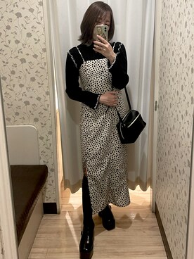 「インスタフォローしてね！」｜「アイテム（ワンピース/ドレス）」を使った、RYUKA【🌻事務所所属🌻】さん（レディース・154cm）の秋コーディネート