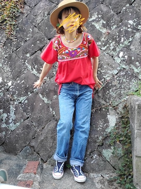 「Libra Cue（リブラ キュー）のアイテム（帽子）」を使った、shioriinachさん（レディース・157cm）の夏コーディネート