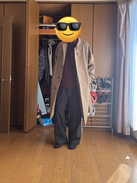 「アイテム（ステンカラーコート）」を使った、n103mさん（メンズ・182cm）の秋コーディネート