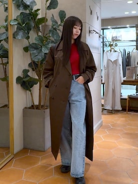 「アイテム（その他アウター、ブラウン系）」を使った、rinkaさん（レディース・162cm）の秋コーディネート