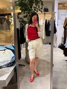 「RIVE DROITE（リヴドロワ）の【A・MONN】【セット対応可】tank KNIT（タンクトップ、レッド系）」を使った、rinkaさん（レディース・162cm）の夏コーディネート