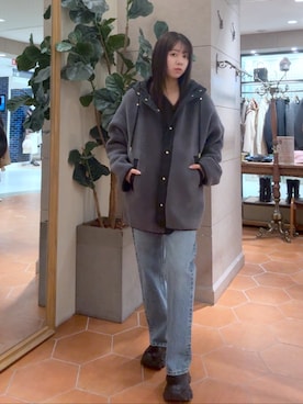 「アイテム（その他アウター、グレー系）」を使った、rinkaさん（レディース・162cm）の冬コーディネート