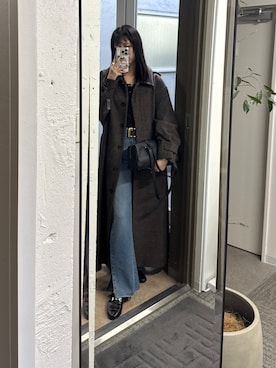 「アイテム（ステンカラーコート）」を使った、rinkaさん（レディース・162cm）の秋コーディネート