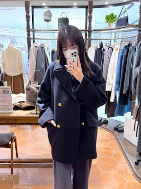 「アイテム（ピーコート、ブルー系）」を使った、rinkaさん（レディース・162cm）の秋コーディネート