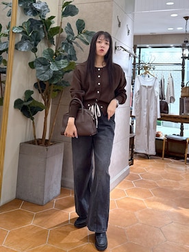 「ブラウンコーデ」｜「アイテム（カーディガン/ボレロ）」を使った、rinkaさん（レディース・162cm）の秋コーディネート
