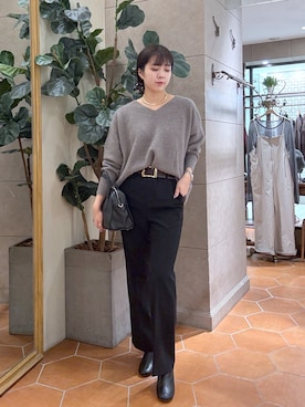 「RIVE DROITE（リヴドロワ）の【安定感◎】ラウンドトゥショートブーツ（ブーツ）」を使った、rinkaさん（レディース・162cm）の秋コーディネート