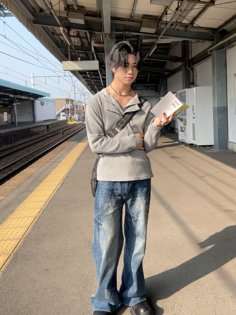 GRANCY】Double-layered Thermal Henley Long Sleeve T-Shirt / ダブル
