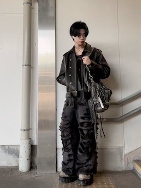 「アイテム（ブルゾン）」を使った、よっしーさん（メンズ・170cm）の冬コーディネート