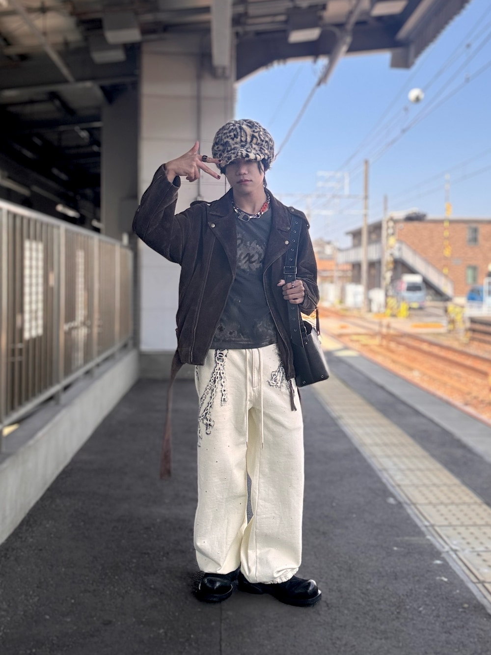 GRANCY】Rhinestone Design Layered Sweatpants / ラインストーン