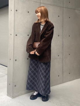 「アイテム（テーラードジャケット）」を使った、anzuさん（レディース・158cm）の秋コーディネート