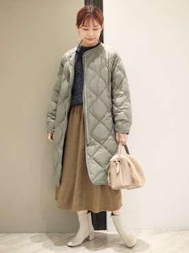 「RODE SKO」｜「アイテム（ダウンジャケット/コート）」を使った、anzuさん（レディース・158cm）の冬コーディネート
