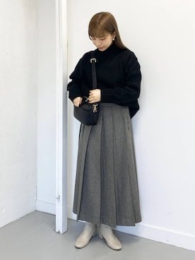 「SMELLY（スメリー）のアイテム（ピアス（両耳用））」を使った、anzuさん（レディース・158cm）の冬コーディネート