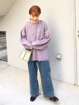 「ボリュームニット」｜「アイテム（パンツ）」を使った、anzuさん（レディース・158cm）の秋コーディネート