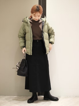 「RODE SKO」｜「アイテム（ダウンジャケット/コート）」を使った、anzuさん（レディース・158cm）の冬コーディネート