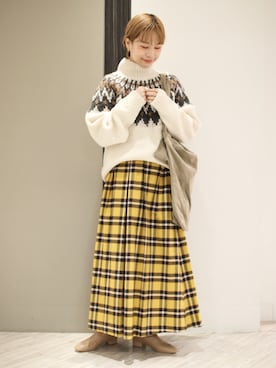 「ボリュームニット」｜「アイテム（シューズ）」を使った、anzuさん（レディース・158cm）の秋コーディネート