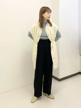 「アイテム（ダウンベスト）」を使った、anzuさん（レディース・158cm）の秋コーディネート
