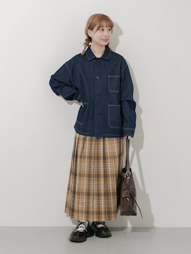 「アイテム（カバーオール）」を使った、anzuさん（レディース・158cm）の秋コーディネート