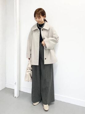 ウールライクコクーンコートを使った人気ファッションコーディネート